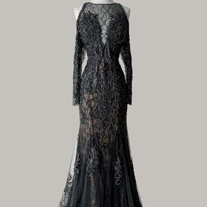 Brand New US 12 Jovani Maxi Evening Gown in Gray Color